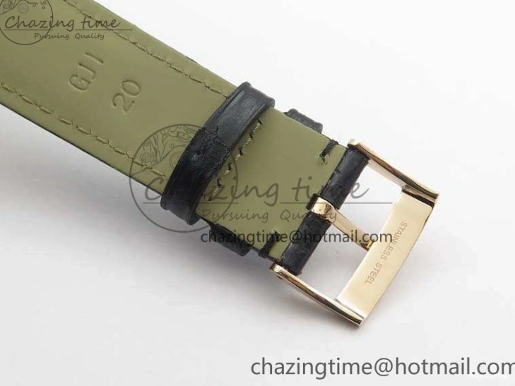 0509 Sophisticated Seamaster Edizione Venezia RG Best Edition Black Dial On Leather Strap A 8125